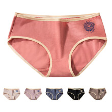 6Pcs Lovely Women Briefs Cotton Breathable Mid-Size Elastic Waistband