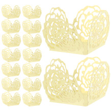 150St Mini Papieren Muffin Cups in Geel Met Elegant Hol Rozenpatroon