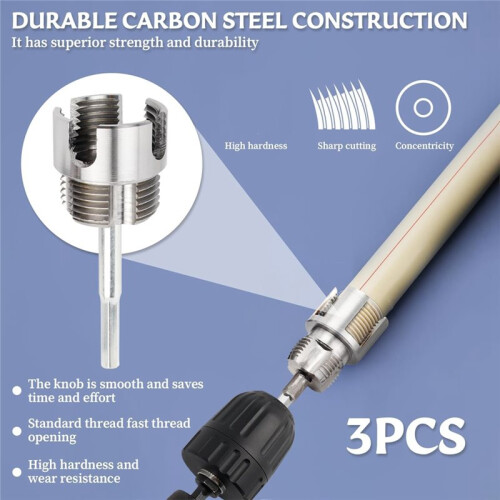 3 Pcs Integrated Internal & External Pipe Threading Tool Dual-Function Pipe Thread Cutting Tool for 1/2" & 3/4"& 1" PVC 2