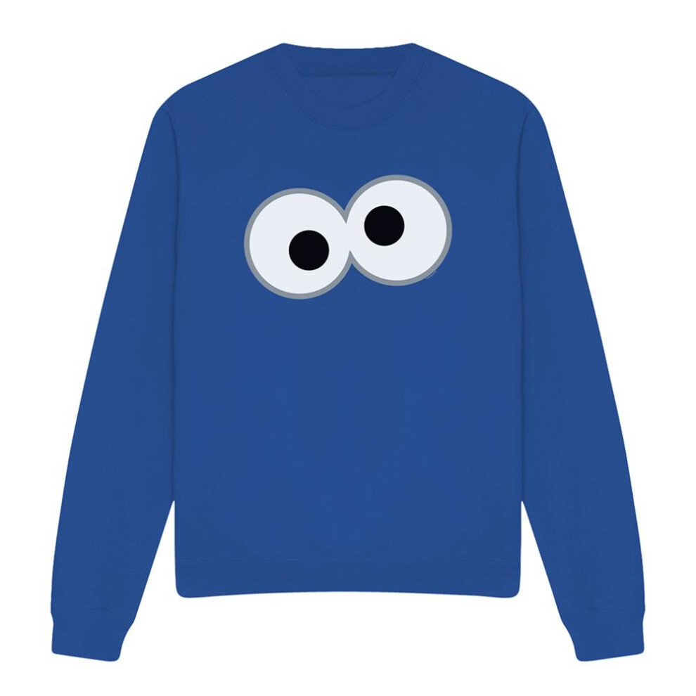Sesame Street (S, Royal ) Unisex Adult Cookie Monster Eyes Sweatshirt Blue