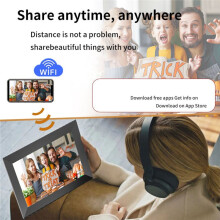Digital Picture Frame WiFi 10.1 Inch IPS Touch Screen with 16GB Storage Auto-Rotate Wall Mountable US Plug
