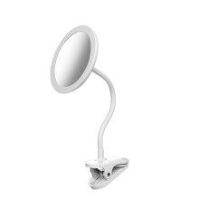 10X Magnifying Clip Makeup Mirror Gooseneck, 6.5" Vanity Mirror with Light, 2000mAh USB Recharge 360 Rotating