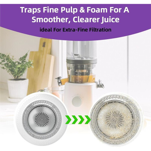 Pulp Strainer for Nama J2 Cold Press Juicer Pulp Secondary Fine Filter Stainless Steel Filter,Includes Cleaning Brush 2