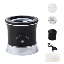 30X Portable Cylinder Rechargeable Magnifier LED UV Light with Angle Scoring Plate for Scoring Plate