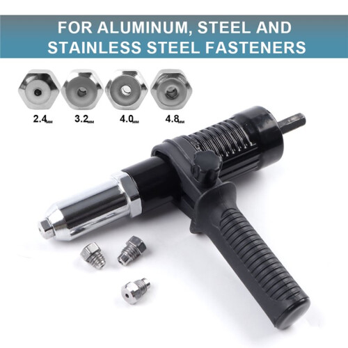 2.4-4.8 mm Effort-Less Electric Rivet Adapter Kit High Efficiency Cordless Home Riveting Nut Machine Tool