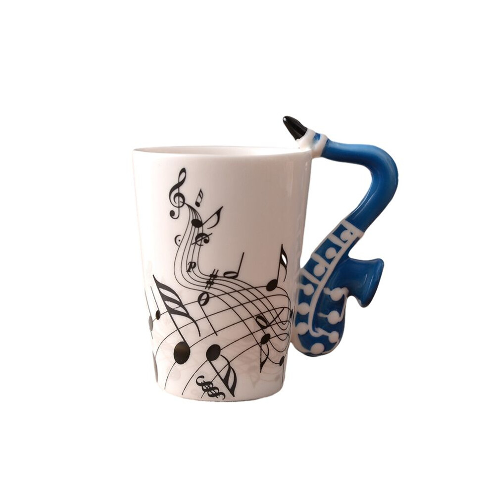 Tauoh 240Ml, Music Ceramic Mug Cute Coffee Tea Milk Stave Mugs And Cups With Handle Novelty Gifts, Saxophone