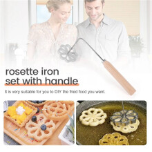 Rosette Timbale Iron Set Bunuelera with Handle Traditional Mexican Bunuelo Pastry Maker Cutter for Kitchen Gadget Flower