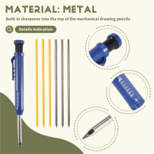 Long Nosed Streak Welders Pencil with 7PCS 2.8mm Refills Built-in Sharpener,for Pipe Fitter Steel Construction