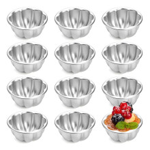 Confezione da 12 Stampi per Crostate All'Uovo, Stampi per Budino e Gelatina In Lega di Alluminio, Tortine Riutilizzabili, Pirottini per Cupcake e