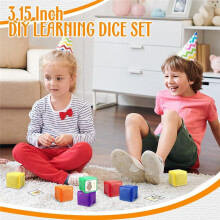 6PCS DIY Educational Game Dice Learning Dice Set with 6 Sides Clear Pocket Photo Pocket