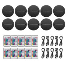 10-Pack 3D-Nacht-LED-Lampvoet + Afstandsbediening + USB-Kabel, 16 Kleuren Lichtshow-Displaystandaard voor Acryl Zwart