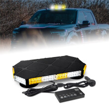 Yellow and White Car Warning Light 56 LED Emergency Strobe Lights Magnetic Flash Light for Trucks Ambulances Snow Plows