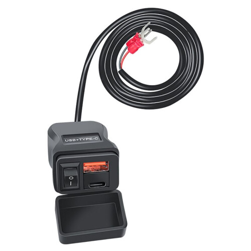 Motorcycle USB Charger QC3.0 Handlebar Fast Charging Waterproof 12V Socket Adapter with Voltmeter Motorcycle Tools