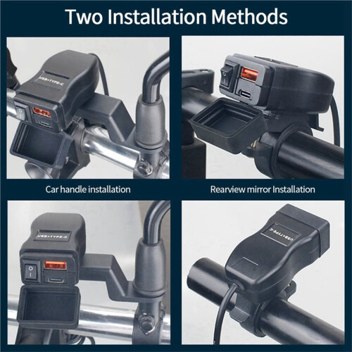 Motorcycle USB Charger QC3.0 Handlebar Fast Charging Waterproof 12V Socket Adapter with Voltmeter Motorcycle Tools 1