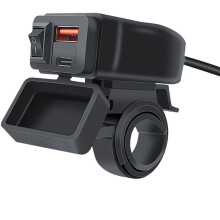 Motorfiets USB-Oplader QC3.0 Stuurlader Snelladen Waterdicht 12V-Stopcontactadapter met Voltmeter Motorfietsgereedschap