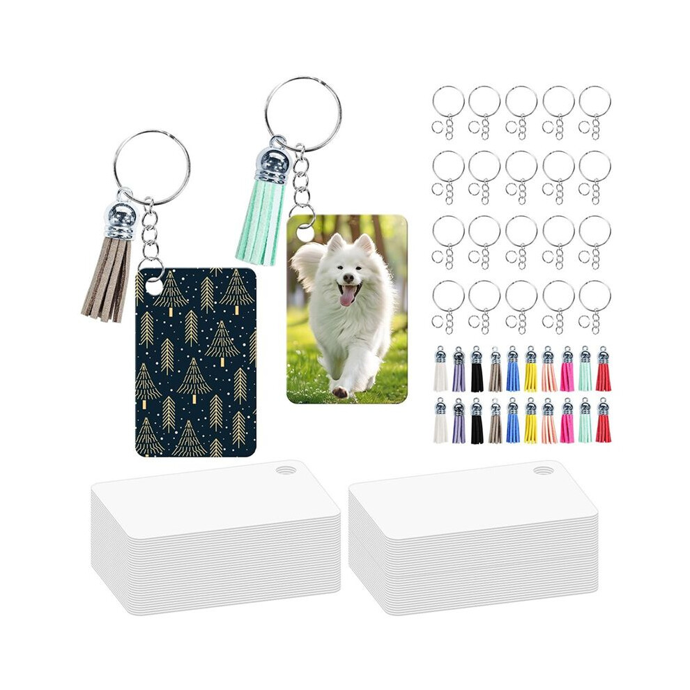 160 Pcs Metal Sublimation Keychain Blanks Bulk Set With Rectangle Sublimation Blanks Tassels Keychai For Diy 6034255934340