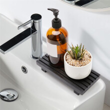 Petit Organiseur de Comptoir de Salle de Bain en Bois, Présentoir sur Pied, Plateau de Savon, Meuble de Salle de Bain, Décoration de Salle de Bain