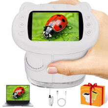 Pocket Kids Microscope 1000X Handheld Microscope Birthday Gifts Ideas for Kids Ages 3-12 (White)