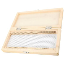 Microscope Slides, 50-Slide Wooden Storage Box for Blood Slides and Specimens, Compact Design for Biology Students