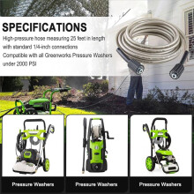 25 Fuß Hochdruckreiniger-Hochdruckschlauch, Ersatz für Greenworks 5200402, für Greenworks Hochdruckreiniger,