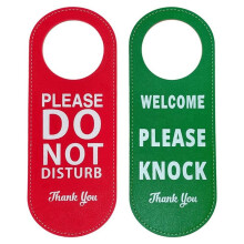 2pcs PU Leather Door Hanger Signs for Privacy in Office, Home, and Hotels (Red+Green)