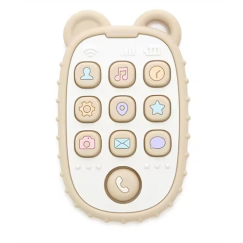 Baby Teether Mobile Phone Shape Silicone Teether Teething Toy Kids Sensory Educational Toy Baby Gift Set