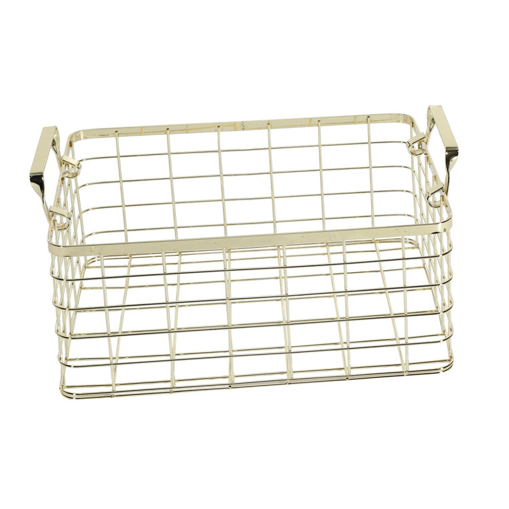 Metal Storage Basket Chic Nordic Handmade Iron Net Table Shelves Basket Bath Clothes Cosmetics Storage Basket- Gold 4713808467253