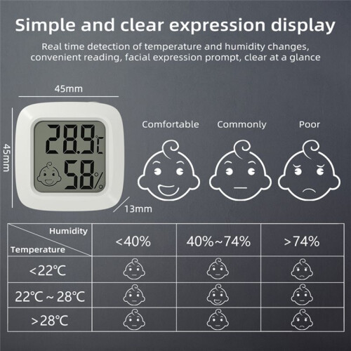 LCD Digital Thermometer Hygrometer Magentic Temperature Meter Humidity Sensor Weather Station Black 1