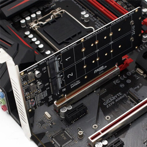 Double-Sided 4-Disk NVME  Card PCIeX16 to M.2 M-Key NVMEx4SSD 2U Server  Array Expansion Adapter Split Card 2