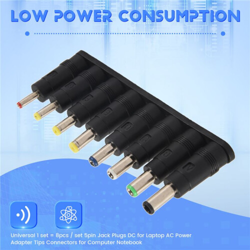 Universal 1 set = 8pcs / set 5pin Jack Plugs  for Laptop AC Power Adapter Tips Connectors for Computer Notebook 2