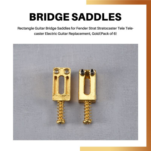 Rektangelgitarrbrosadlar för  Strat Stratocaster Tele Telecaster Elgitarrbyte, Guld (Pack med 6) 2
