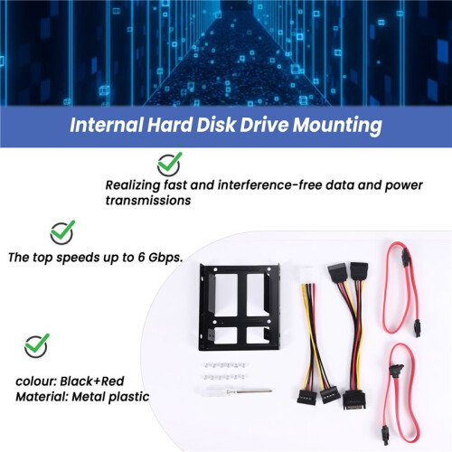 2X SSD de 2,5 Polegadas para Suporte do Kit de Montagem da Unidade de Disco RíGido Interna de 3,5 Polegadas (Cabos de Dados  e Cabos de 2