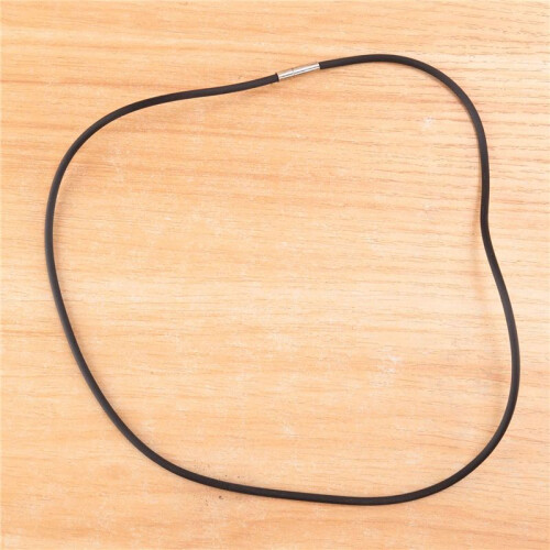 Colar de CordãO de Borracha Preta de 3 Mm com Fecho de AçO InoxidáVel - 22 Polegadas 1