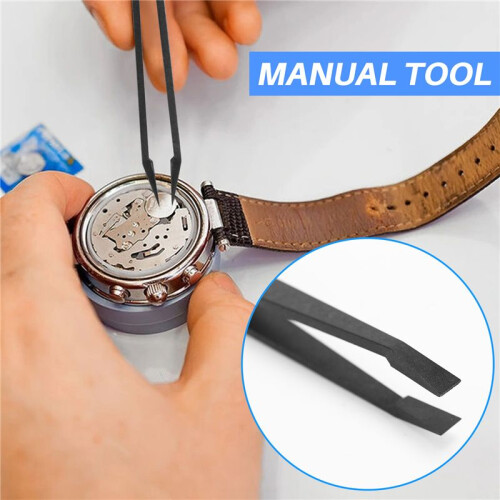 5 Pcs Manual Tool Black Plastic Flat Tip Anti-Static Tweezer 12Cm Long 2