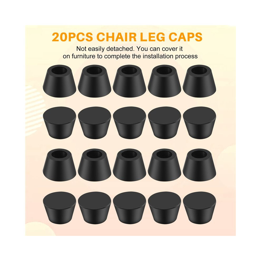 20Pcs Black Chair Couch Table Rubber Furniture Leg End Caps 16Mm Dia 6031092551723