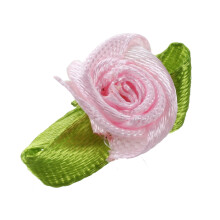 100pcs Satin Ribbon Rose Flower Leaf Wedding Decor Appliques Sewing DIY Main Color: