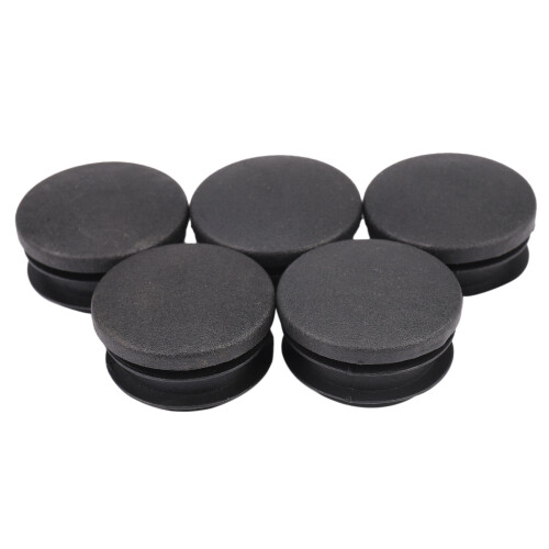 Black Plastic 35mm Dia Blanking End Caps Round Tube Insert 5 Pcs 2