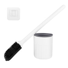 Toilet Brush Silicone, Toilet Brush Wall Mounting & Standing, Specially Developed Double-Sided Brush , Flat Brush with Long Handle Suitable