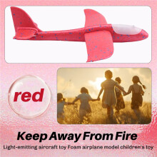 48Cm Hand Throw Lighting Flying Glider Plane Glow In The Dark Toys Foam Airplane Model Led Flash Games Toys For Children- Red