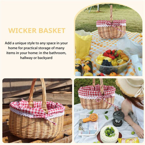 FläTad  Presentkorgar Tom Oval PilväVd Picknickkorg med Handtag BröLlopskorg Liten 1
