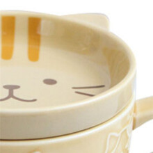 Taza de Café con Tapa con Bonito Dibujo de Gato Japonés - Taza de Leche de Cerámica para Desayuno para Parejas, Ideal para Uso en el Hogar y la