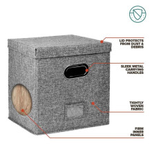 Aufbewahrungsbox für Schallplatten mit Deckel und Griffen, Organizer für LP-Schallplatten, Stilvolle Heimdekoration, Schützender Albumhalter