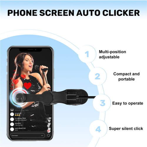 Automatic  Clicker Physical Click, Mobile Phone Screen Clicker, Mute(Black) 1