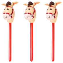 3 PCS Inflatable Horse Heads Cowgirl Stick PVC Balloon Outdoor Educational Toys for Children Babies Birthday Gifts