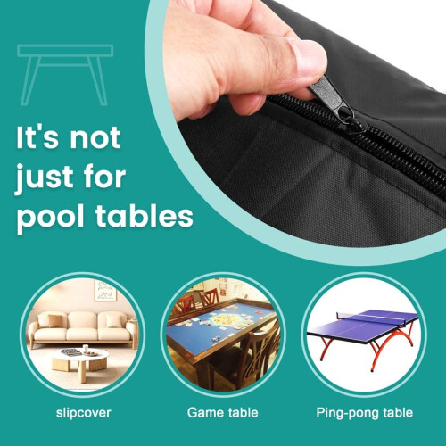 8Ft Billiard Pool Table Cover with Drawstring Durable Waterproof Table Cover for Rectangle Table, Black 1
