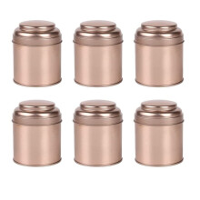 6-Teilige Teedosen mit Luftdichten Doppeldeckeln, -Blechdosenbox und Kleinen Runden KüChenkanistern für Tee (RoséGold)