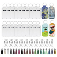 60pcs Sublimation Chapstick-Holder Blanks, Bulk Neoprene Lip Balm Holder Keychain, DIY Sublimation Blanks