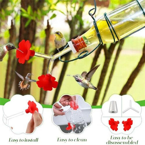 3Packs Floral  Feeder Tubes and Stoppers,Double   Feeding ,Water Feeding Replacement 2