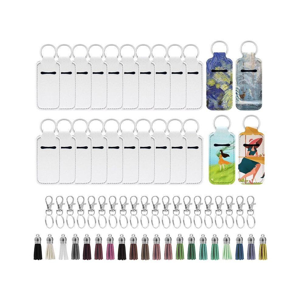 60Pcs Sublimation Chapstick-Holder Blanks, Bulk Neoprene Lip Balm Holder Keychain, Diy Sublimation Blanks 6131797878702