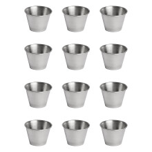 12 Pack Stainless Steel Condiment Sauce Cups,Commercial Grade Dipping Sauce Cups,Ramekin Condiment Cups Portion Cups